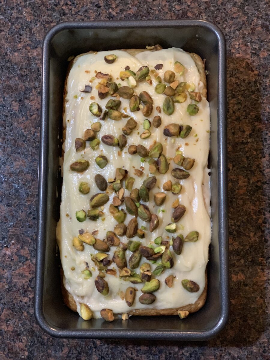 Vegan Zucchini Bread with Buttercream Pistachio Frosting