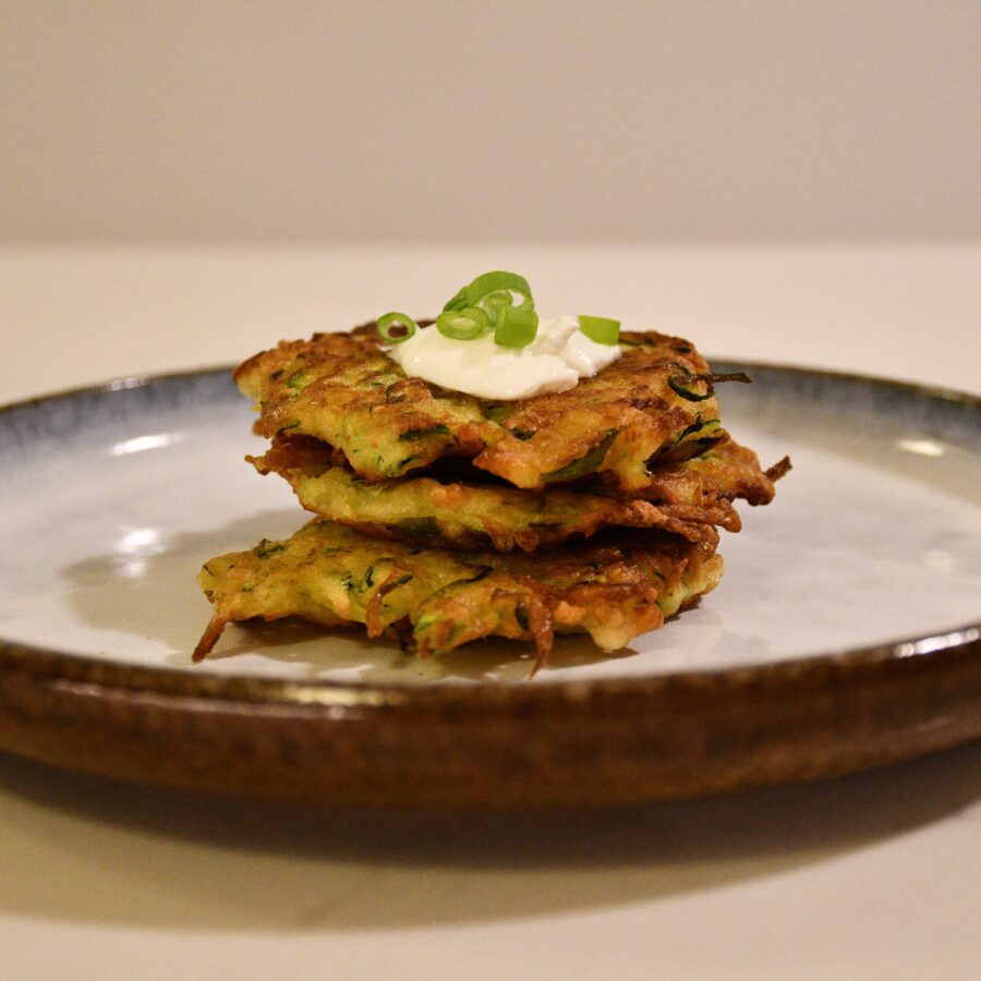 Vegan Zucchini-Potato and Basil Latkes